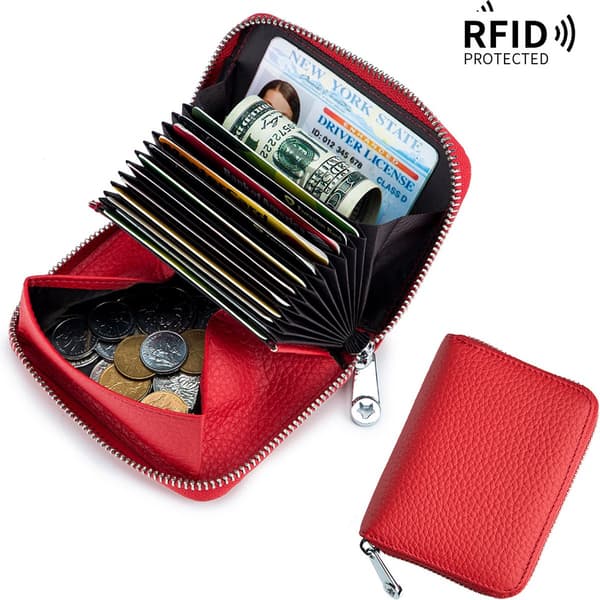 RFID Pung - Kort og Mønter - Rød