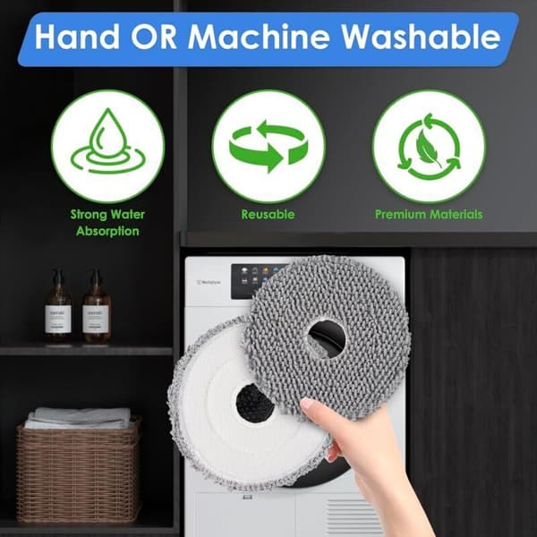 (6-pak) Erstatningsmoppepuder til Plus 505 Combo, kompatibel med Plus 505 Combo og Plus 405 Combo robotmopper, moppetilbehør