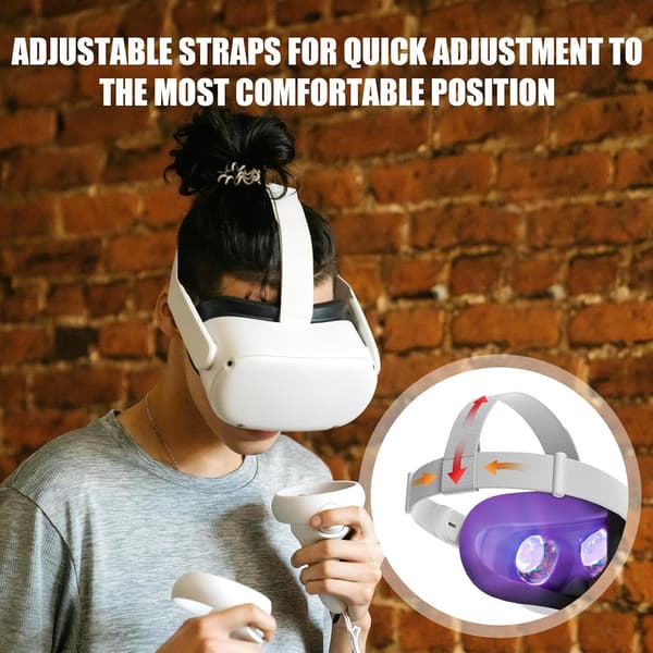 Hovedbånd til Oculus Quest 2 headset, justerbart og udskifteligt VR headset tilbehør.