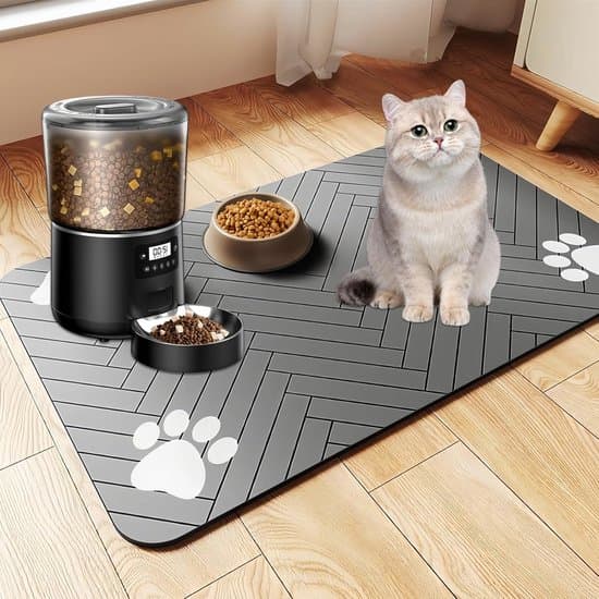 Fodermåtte til hunde og katte 50 x 30 cm - Absorberende fodermåtte - Hurtigtørrende fodermåtte til mad og vand
