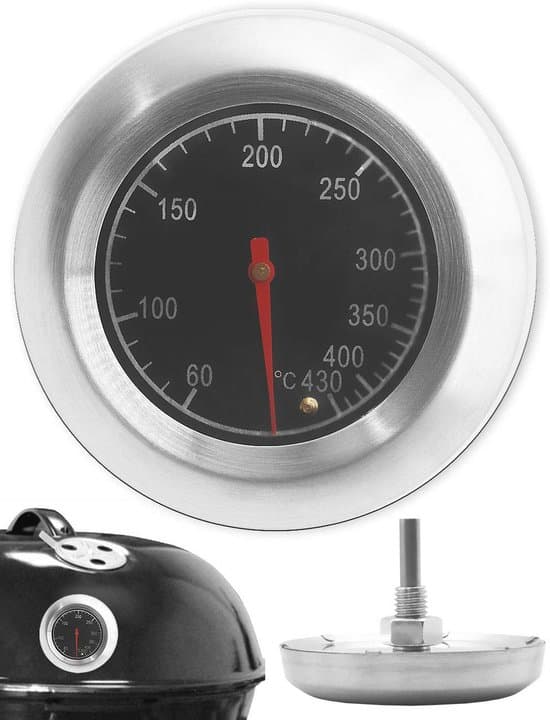 Högtemperaturbeständig grilltermometer - 7,5 cm diameter, mätområde 10°C - 400°C