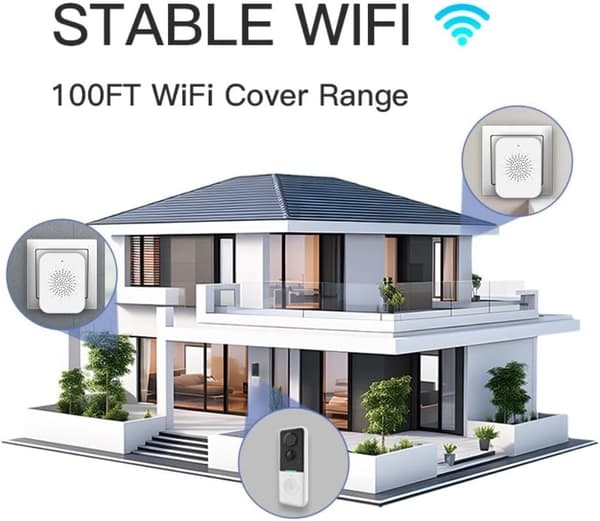 WiFi-videodörrklocka, 1-megapixelkamera, PIR-rörelsesensor, stöder fjärrintercom via mobiltelefon, säkerhetsvarningar i realtid.