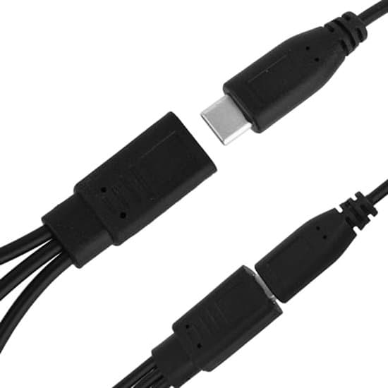 USB-C Splitter - 3-i-1 opladning og dataoverførsel - 32 cm lang