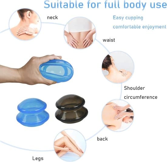 Cupping Terapi Sæt med 3 Anti-Cellulite Silikone Massagekopper til Muskel- og Ledsmertelindring.