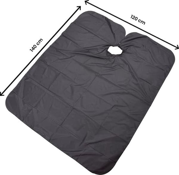 Barberkappe - 120x160 cm - Justerbar kappe - Barberforklæde til voksne og børn - Sort