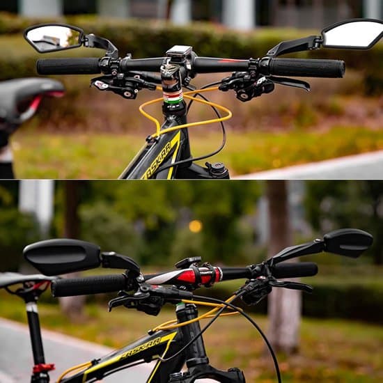 Cykelbakspejl - Venstre side - Rustfrit stål - 360° rotation - Sort