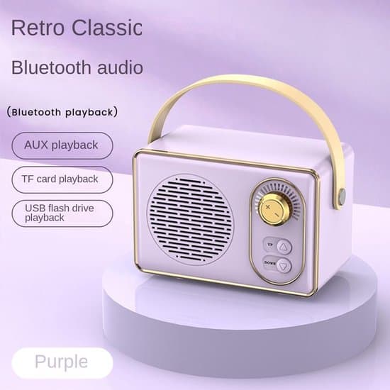 Laadukas retro Bluetooth-kaiutin - Bluetooth-kaiutin - erittäin pitkällä akunkestolla - violetti