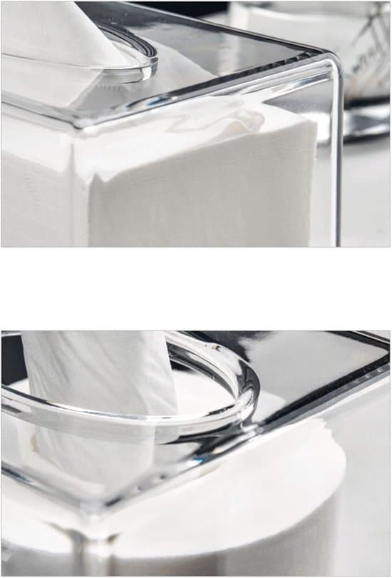 Gennemsigtig rektangulær akrylservietboks (22 x 12 x 9 cm)