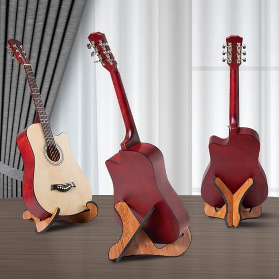 Gitarrställ, trä, basgitarr, hopfällbart, platsbesparande och lätt att förvara, halkfritt gitarrställ i trä för golv, ställ för akustisk och elektrisk gitarr