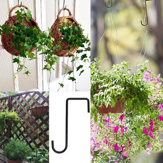38. 8-delt Havekrogsæt, 6,1-tommer Hængende Blomsterpotte Hængslet Krog til Belysning, Foderautomater, Lanterner, Sort.