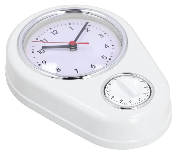 9-tums kökstimer väggklocka, multifunktionell timer - vit