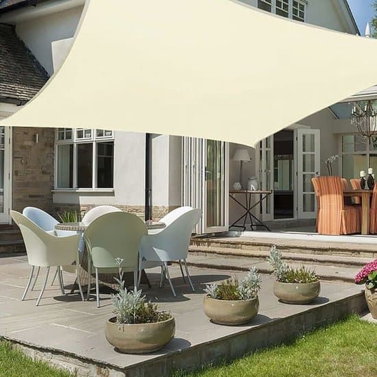Skuggväv - Solsegel - 2x2 meter - Polyester - Fyrkantig - Benvit