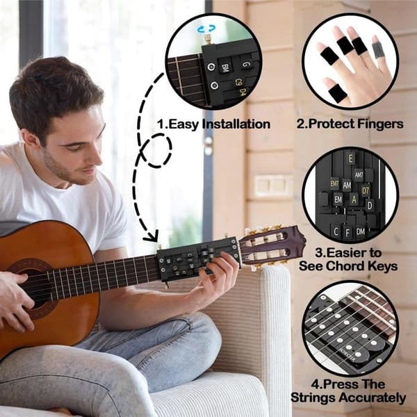 Gitarrstämningskit, gitarrpressare, gitarrackordläsare, gitarrassistentcoach