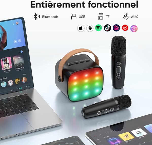 Trådlös karaokemikrofon för barn med 2 mikrofoner och LED