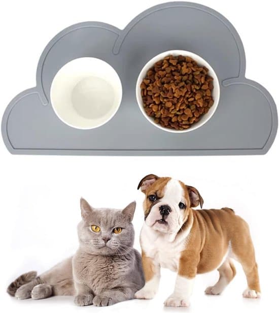 Silikone fodermåtte til hunde og katte - Skridsikker madbakke - 48 x 27 cm - Grå