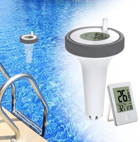 Pooltermometer - Vattentemperaturmätare - Poolhantering - Trådlöst avläsbar - N/A - Vit Grå