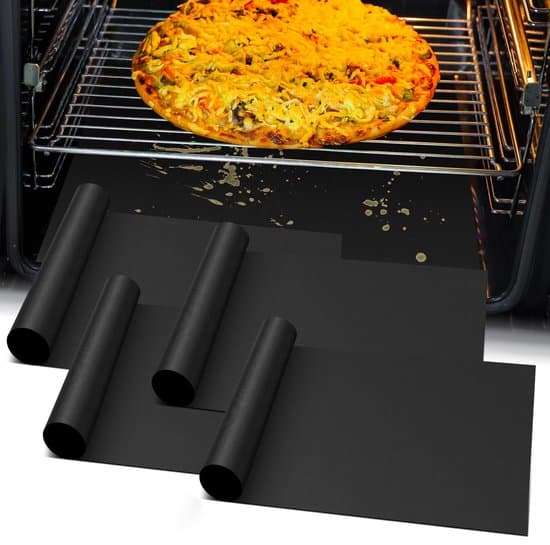 4-pack ugnsbottenfoder - 40 x 50 cm återanvändbara non-stick ugnsfoder för botten av en elektrisk ugn - lätta att rengöra