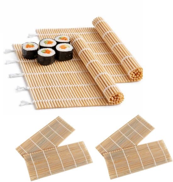 4-delad 20x20 cm Bambu Sushi Rullmatta & Nori Grillform Set