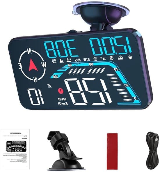 GPS Bil speedometer - Head-Up Display - Sikker kørsel - Hastighedspåmindelse - 9,5 cm bred - Sort