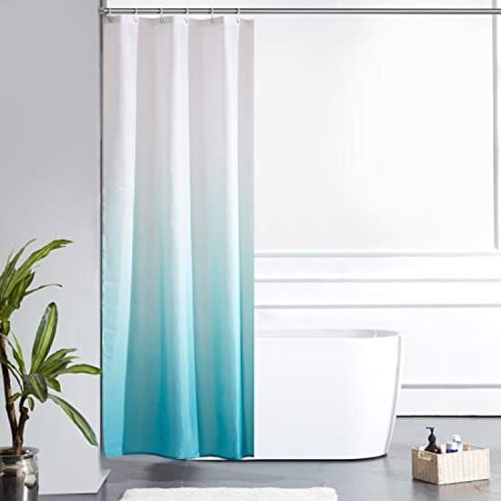Smal Textilduschdraperi 90x180 cm - Vattenavvisande & Mögelresistent - Polyester - Med 6 Ringar - Akvamarin