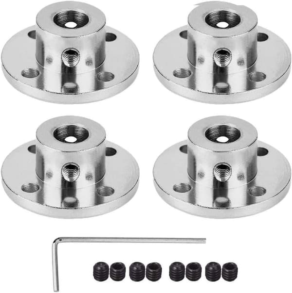 Et sæt med 4 flangeforbindere, der passer til 8 mm motorakselkoblinger