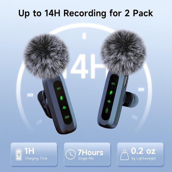 2-pack trådlös brusreducerande lavaliermikrofon - för telefoner/kameror