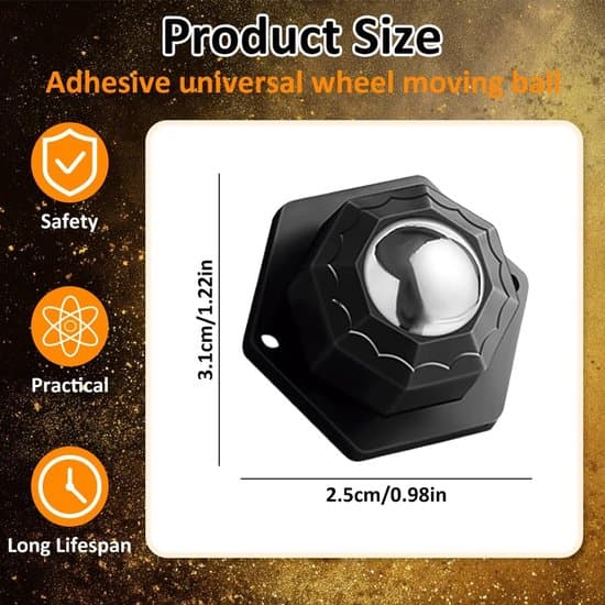 6-pack 31 mm svarta självhäftande mini-möbelhjul