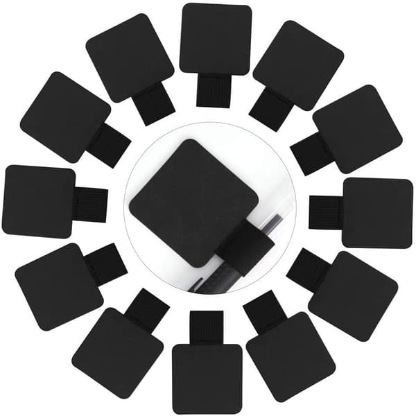 12-pak selvklæbende blyantcovers med elastisk ringdesign, velegnet til notesbøger, dagbøger og kalendere (sort)