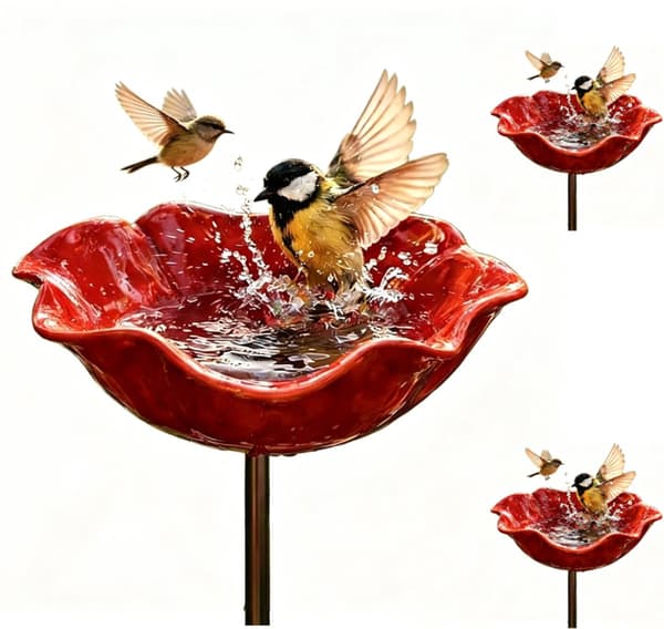 2-pak legering blomsterfuglevander med siddepind til haveindretning (14x14x65cm)