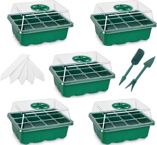 10-pack fuktighetskontrollerade såbrickor - 12-cell/lock - Grön