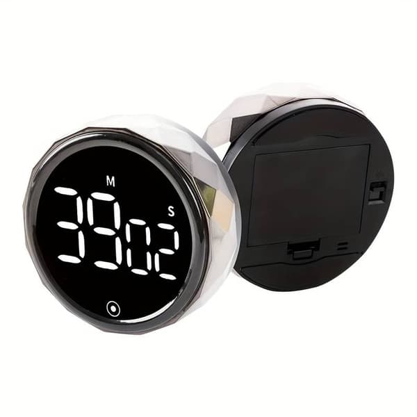 En stationær LED digital timer med selvjusterende rotation, magnetisk design