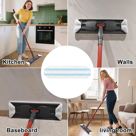 4-pak flade moppehoveder - mikrofiberklude til Vileda/OCedar hårde gulve, vaskbare