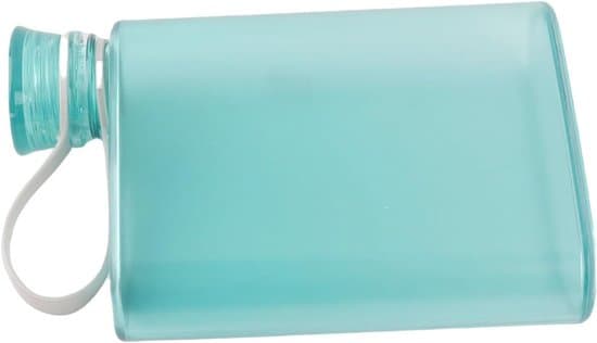 Platt vattenflaska, 380 ml transparent A5 läckagesäker rektangulär flaska, blå