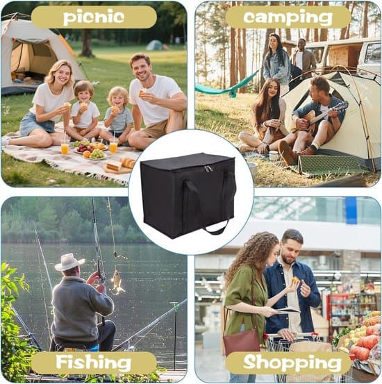 2-pack svarta 41 x 33 x 26 cm isolerade lunch- och kylväskor i polyester