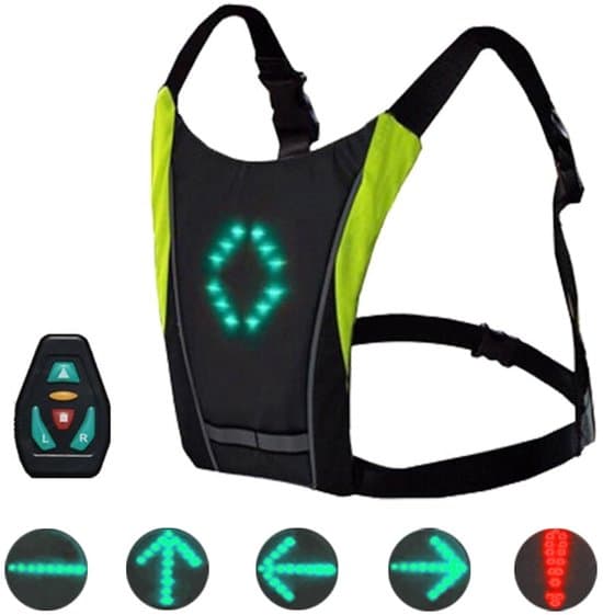Refleksvest med fjernstyrede blinklys, USB LED