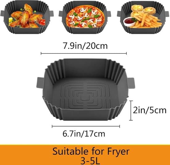 Firedelt silikone bageformssæt til airfryere - airfryer bagepapir, silikone bageform, airfryer tilbehør, silikone bageform (grå)