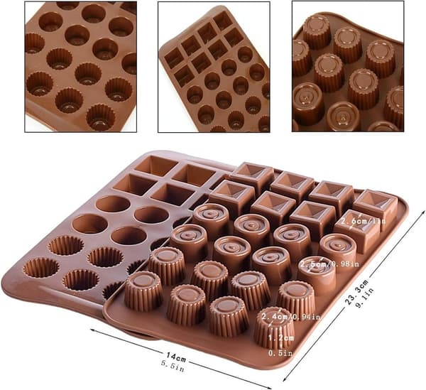 Silikone chokoladeforme, slikbageforme, tredelt chokoladeformesæt, fleksible bageforme, silikone chokoladeforme til chokolade/is