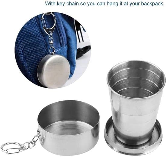 250 ml/8,6 oz sammenklappelig rejse- og campingkrus i rustfrit stål
