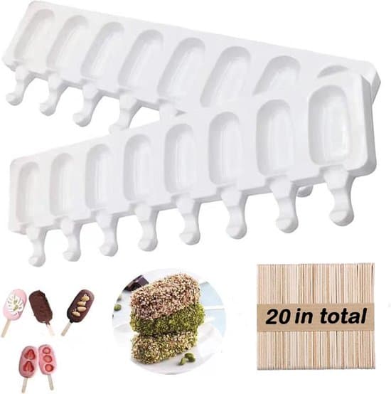 Sæt med 2 silikoneisforme til ispinde og cakesicles med 8 hulrum