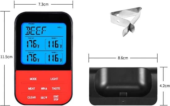 Digital termometer med två programmerbara trådlösa sensorer – Vattentät grilltermometer