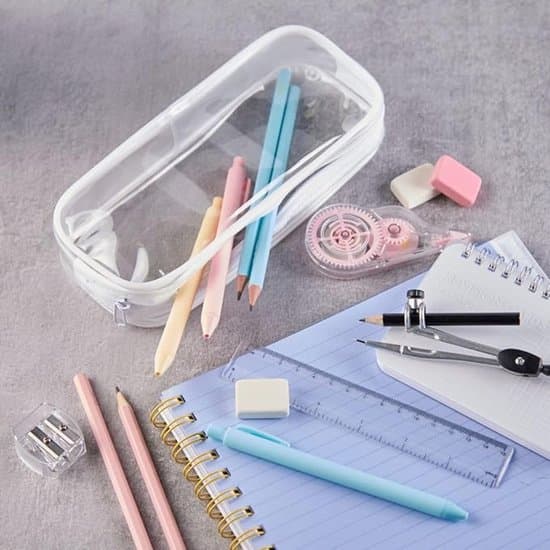 20x8x3.5cm Gennemsigtigt Penalhus til Studerende - Sort