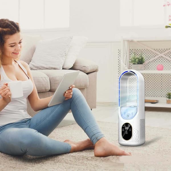 Bærbar airconditionventilator, luftfordamperkøler, USB-airconditionudluftning, mini-airconditionkøler (blå)