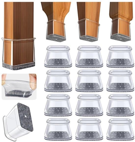 Stolsbensskydd i filt, 32-pack, rektangulär silikon, bredd 19-25 mm