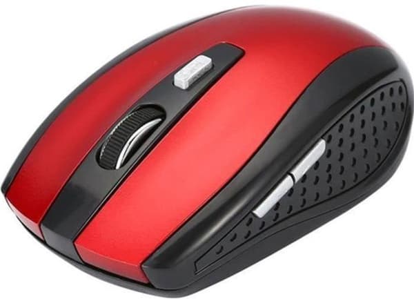 Trådløs mus - Rød - 6 knapper - 1600 DPI - USB
