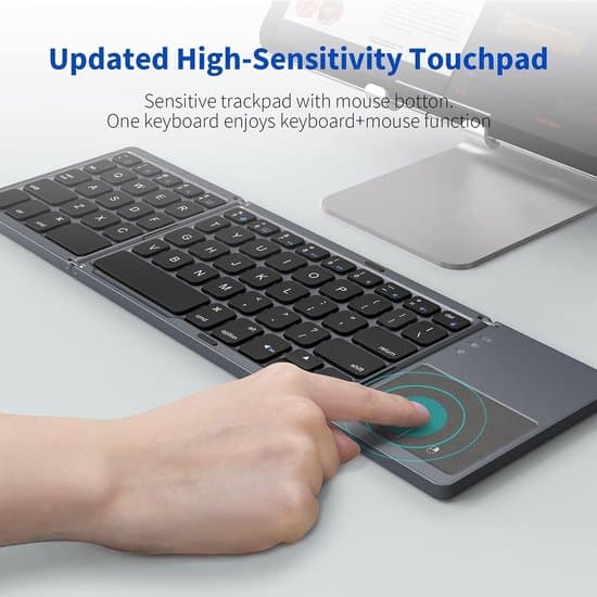 Vikbart Bluetooth-tangentbord, bärbart, trådlöst mini BT-tangentbord i fickformat kompatibelt med Android, Windows, PC/surfplatta