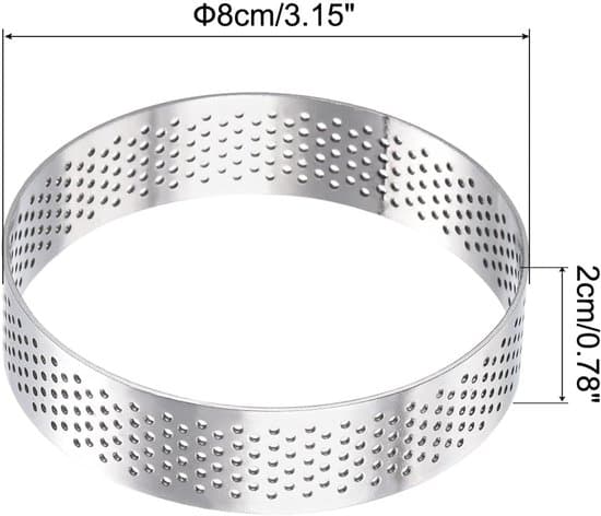 9-delars 8x2 cm Mousse Tårtring/Formset i Rostfritt Stål med Hål