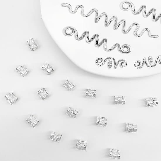 Silver dreadlockklämmor och justerbara flätningstillbehör
