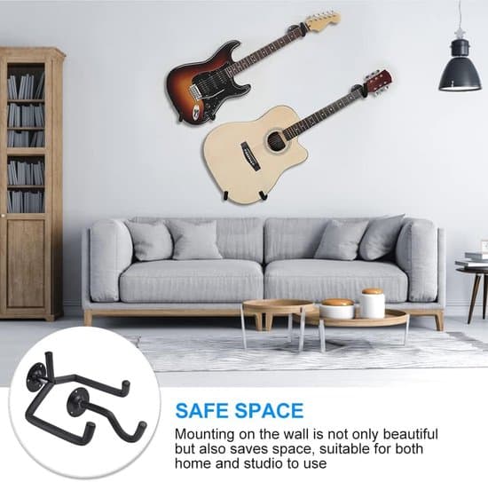 Gitarrväggfästen, väggitarrhållare, 2-delad gitarrhängare, akustisk gitarr klassisk gitarr elgitarr bas ukulele (svart 2 storlekar)