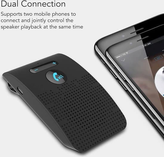 Bluetooth 5.0 håndfrit bilsæt, dobbeltforbindelse bil Bluetooth-højttaler, automatisk forbindelse, håndfri bilhøjttaler til din telefon.