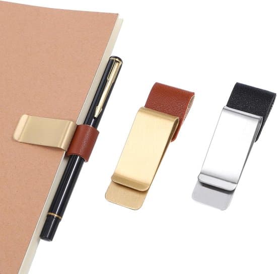 Penholder, Penloop, penneclips, 2 stk., sølv + guld, til notesbøger, dagbøger og kalendere